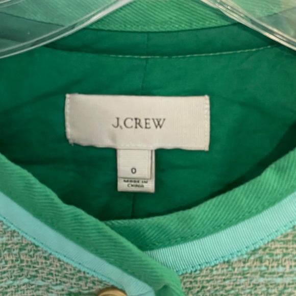 J. Crew Collarless Tweed Blazer Jacket Womens Size 0 Spearmint Green Career - Picture 7 of 11
